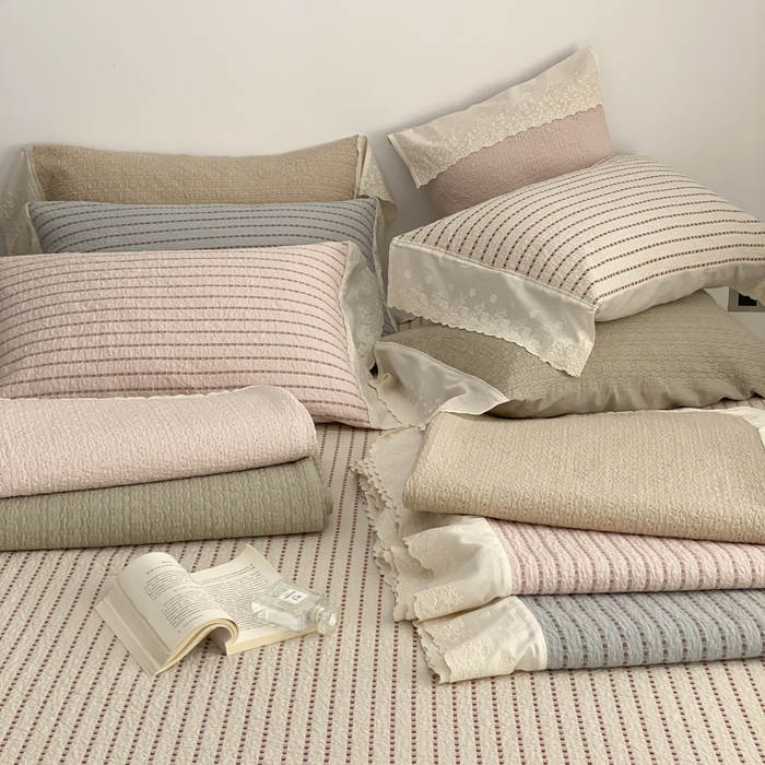 91家纺网 家纺一手货源 找家纺 （总）麻依 2026新款全棉纯棉纱布床盖三件套四季款