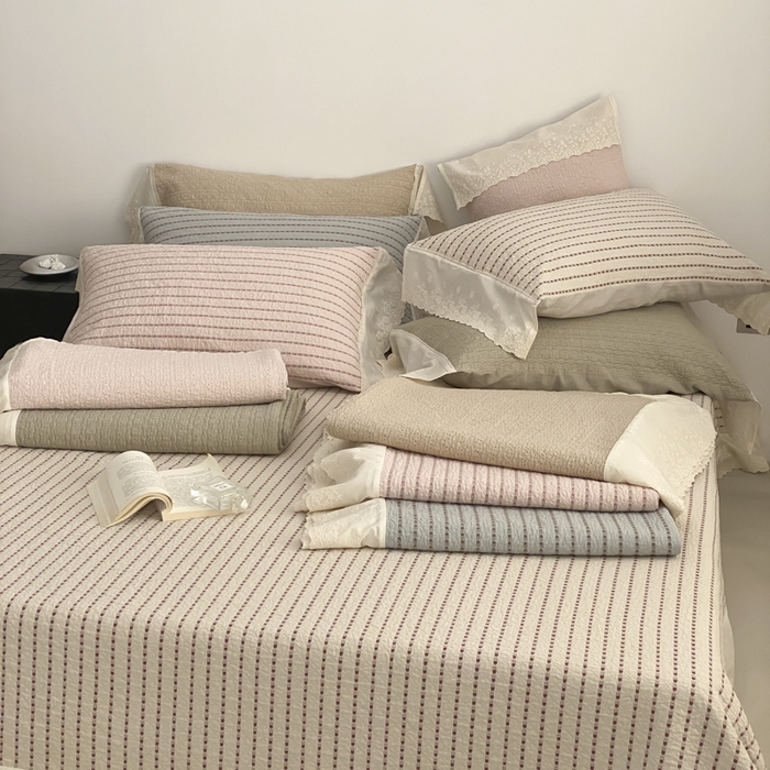 91家纺网 家纺一手货源 找家纺 麻依 2026新款全棉纯棉纱布床盖三件套四季款 组合图仅供展示-不可下单