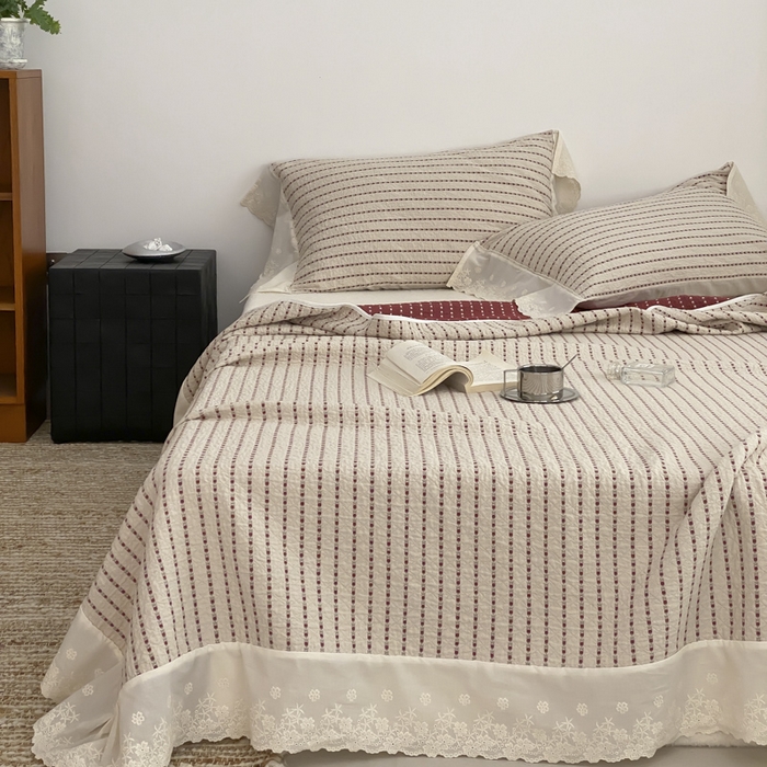 91家纺网 家纺一手货源 找家纺 麻依 2026新款全棉纯棉纱布床盖三件套四季款 半纱-驼