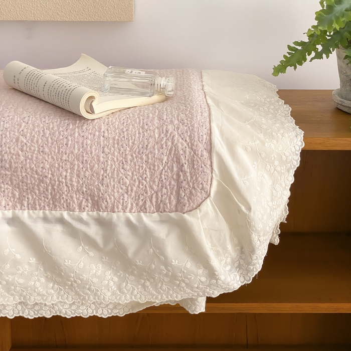 91家纺网 家纺一手货源 找家纺 麻依 2026新款全棉纯棉纱布床盖三件套四季款 慕白-粉