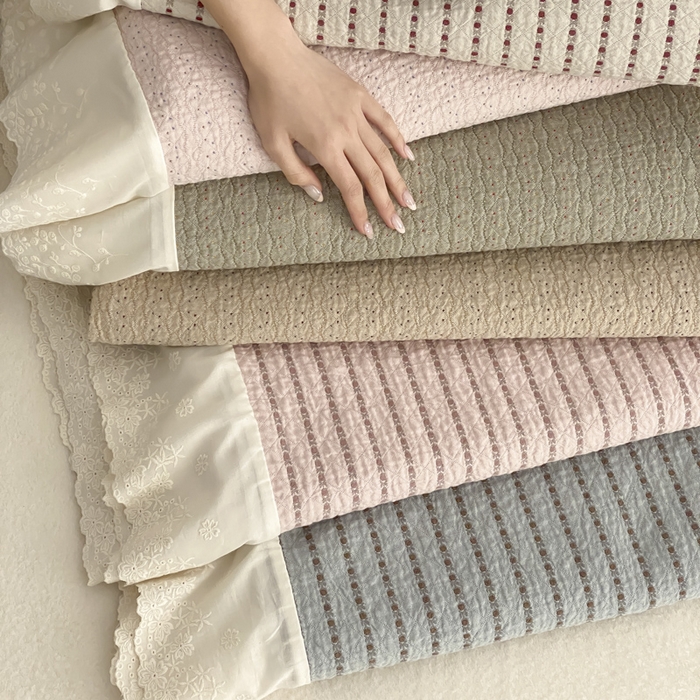 91家纺网 家纺一手货源 找家纺 麻依 2026新款全棉纯棉纱布床盖三件套四季款 组合图仅供展示-不可下单