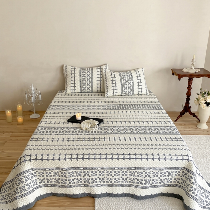 91家纺网 家纺一手货源 找家纺 （总）麻依 2026新款韩国重工全棉纱布床盖床盖三件套