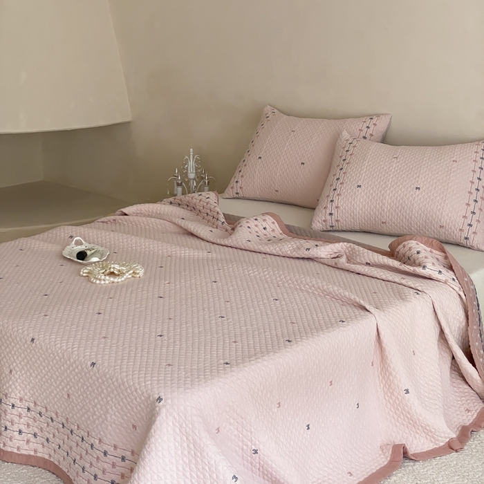 91家纺网 家纺一手货源 找家纺 （总）麻依 2026新款韩国重工全棉纱布床盖床盖三件套