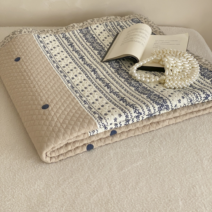 91家纺网 家纺一手货源 找家纺 麻依 2026新款韩国重工全棉纱布床盖床盖三件套 韵语-驼