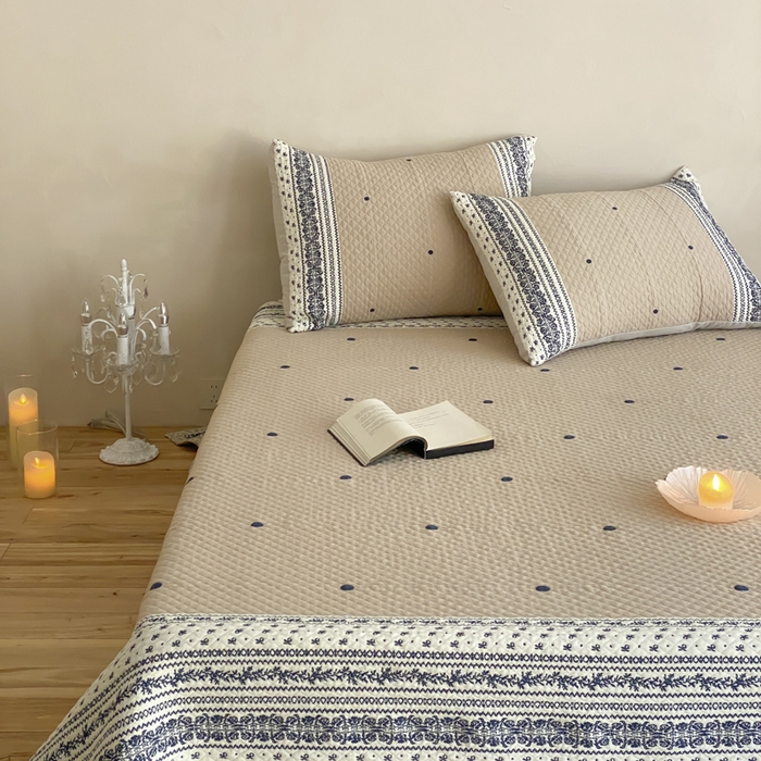 91家纺网 家纺一手货源 找家纺 麻依 2026新款韩国重工全棉纱布床盖床盖三件套 韵语-驼