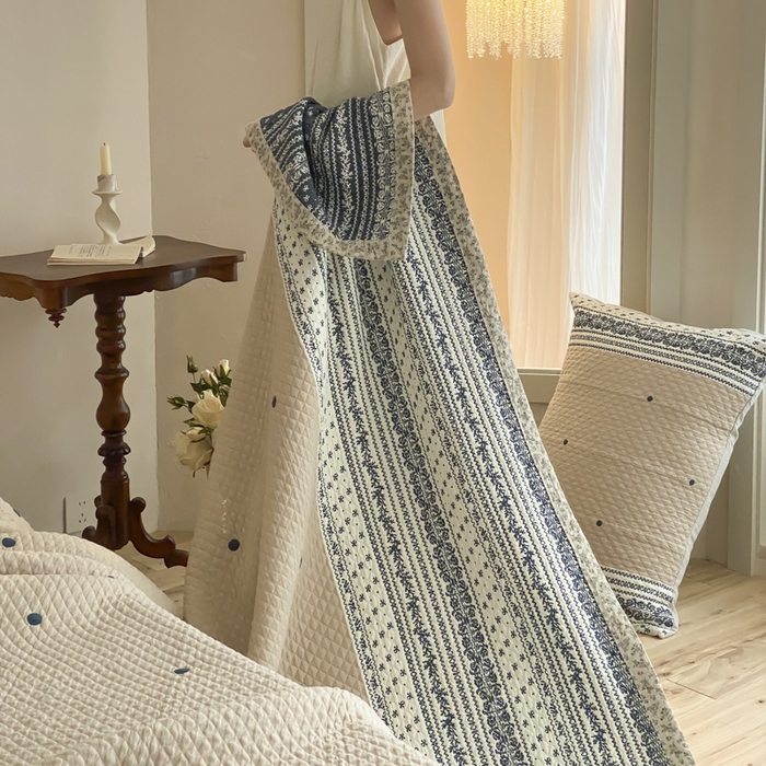 91家纺网 家纺一手货源 找家纺 麻依 2026新款韩国重工全棉纱布床盖床盖三件套 韵语-驼