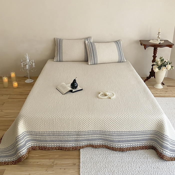 91家纺网 家纺一手货源 找家纺 （总）麻依 2026新款韩国重工全棉纱布床盖床盖三件套