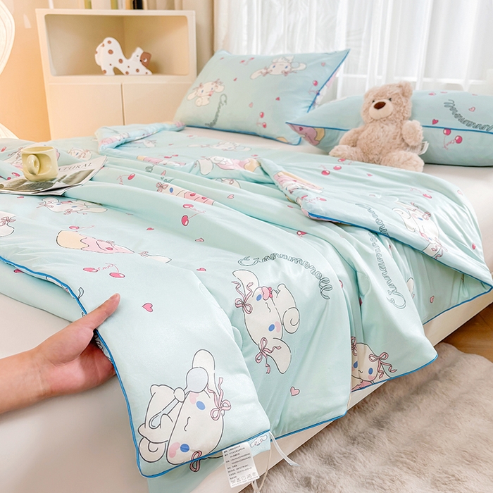 91家纺网 家纺一手货源 找家纺 （总）优雅星家纺 2026新款A类针织棉三丽鸥正版夏被儿童卡通牛奶丝凉感夏凉被