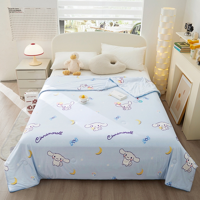 91家纺网 家纺一手货源 找家纺 （总）优雅星家纺 2026新款A类针织棉三丽鸥正版夏被儿童卡通牛奶丝凉感夏凉被