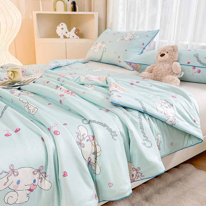 91家纺网 家纺一手货源 找家纺 （总）优雅星家纺 2026新款A类针织棉三丽鸥正版夏被儿童卡通牛奶丝凉感夏凉被