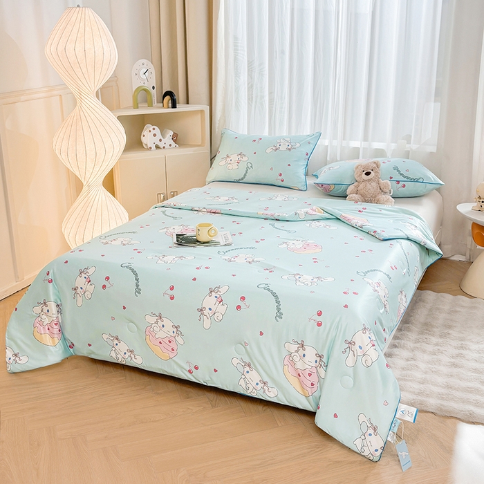 91家纺网 家纺一手货源 找家纺 （总）优雅星家纺 2026新款A类针织棉三丽鸥正版夏被儿童卡通牛奶丝凉感夏凉被