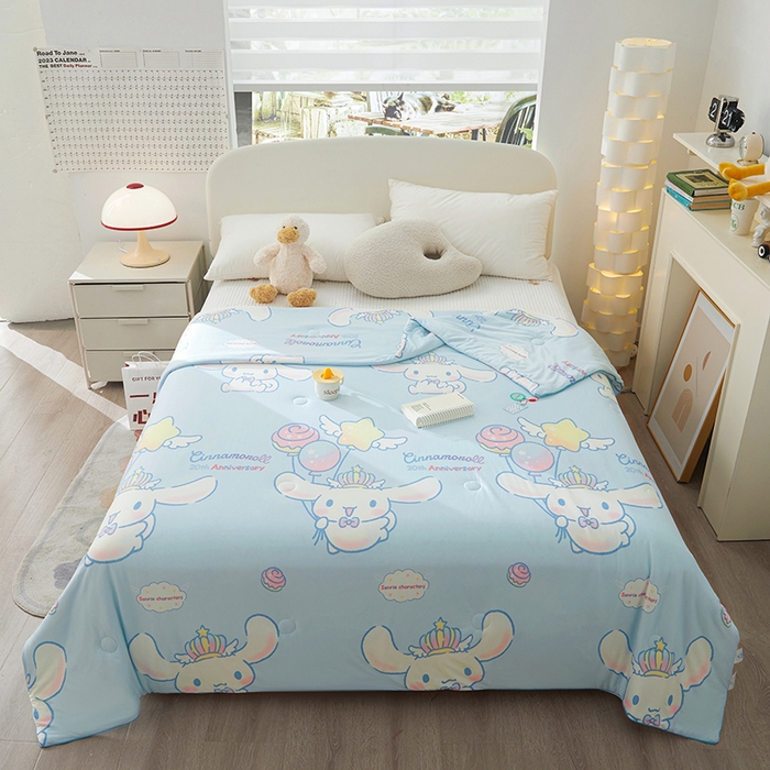 91家纺网 家纺一手货源 找家纺 （总）优雅星家纺 2026新款A类针织棉三丽鸥正版夏被儿童卡通牛奶丝凉感夏凉被