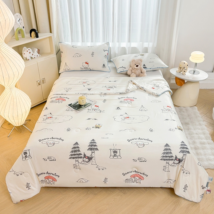 91家纺网 家纺一手货源 找家纺 （总）优雅星家纺 2026新款A类针织棉三丽鸥正版夏被儿童卡通牛奶丝凉感夏凉被