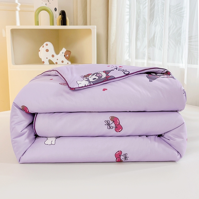 91家纺网 家纺一手货源 找家纺 优雅星家纺 2026新款A类针织棉三丽鸥正版夏被儿童卡通牛奶丝凉感夏凉被 樱桃库洛米