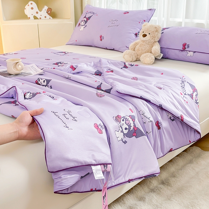 91家纺网 家纺一手货源 找家纺 优雅星家纺 2026新款A类针织棉三丽鸥正版夏被儿童卡通牛奶丝凉感夏凉被 樱桃库洛米