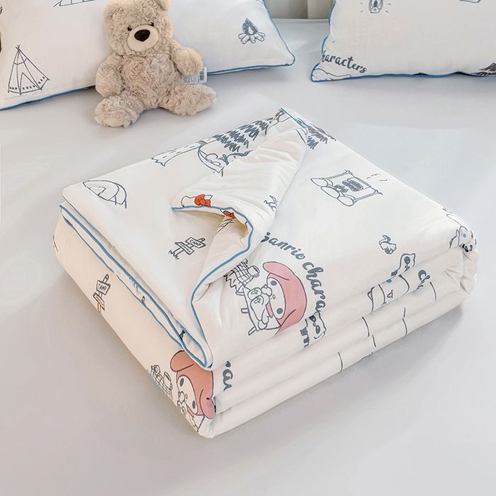 91家纺网 家纺一手货源 找家纺 优雅星家纺 2026新款A类针织棉三丽鸥正版夏被儿童卡通牛奶丝凉感夏凉被 三丽鸥家族