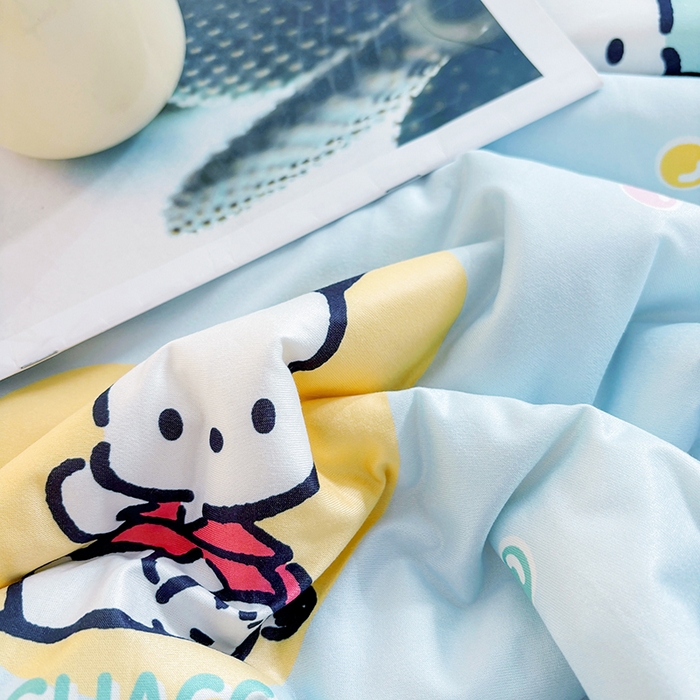 91家纺网 家纺一手货源 找家纺 优雅星家纺 2026新款A类针织棉三丽鸥正版夏被儿童卡通牛奶丝凉感夏凉被 冰淇淋帕恰狗