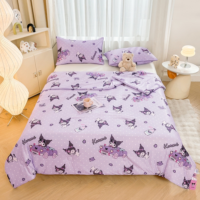 优雅星家纺 2026新款A类针织棉三丽鸥正版夏被儿童卡通牛奶丝凉感夏凉被 波点紫库洛米