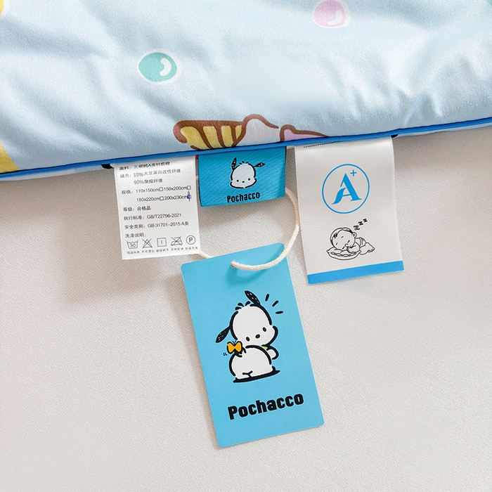 91家纺网 家纺一手货源 找家纺 优雅星家纺 2026新款A类针织棉三丽鸥正版夏被儿童卡通牛奶丝凉感夏凉被 冰淇淋帕恰狗