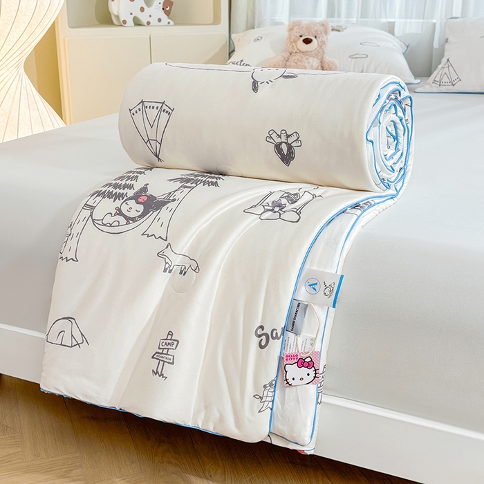 91家纺网 家纺一手货源 找家纺 优雅星家纺 2026新款A类针织棉三丽鸥正版夏被儿童卡通牛奶丝凉感夏凉被 三丽鸥家族