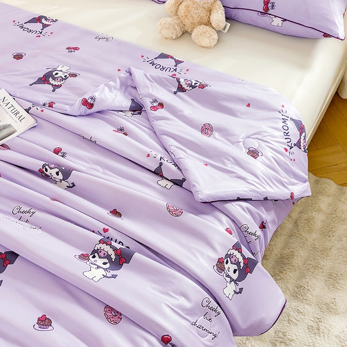 91家纺网 家纺一手货源 找家纺 优雅星家纺 2026新款A类针织棉三丽鸥正版夏被儿童卡通牛奶丝凉感夏凉被 樱桃库洛米