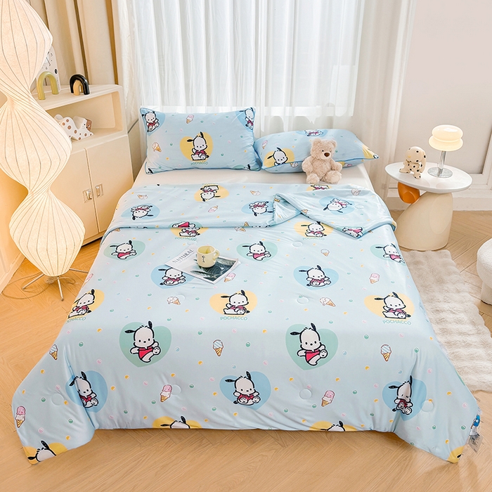 优雅星家纺 2026新款A类针织棉三丽鸥正版夏被儿童卡通牛奶丝凉感夏凉被 冰淇淋帕恰狗