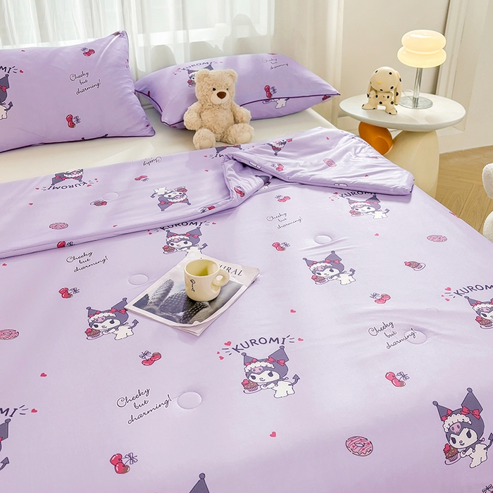 91家纺网 家纺一手货源 找家纺 优雅星家纺 2026新款A类针织棉三丽鸥正版夏被儿童卡通牛奶丝凉感夏凉被 樱桃库洛米