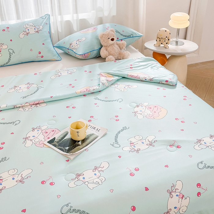 91家纺网 家纺一手货源 找家纺 （总）优雅星家纺 2026新款A类针织棉三丽鸥正版夏被儿童卡通牛奶丝凉感夏凉被