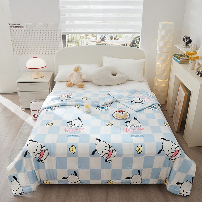 91家纺网 家纺一手货源 找家纺 （总）优雅星家纺 2026新款A类针织棉三丽鸥正版夏被儿童卡通牛奶丝凉感夏凉被