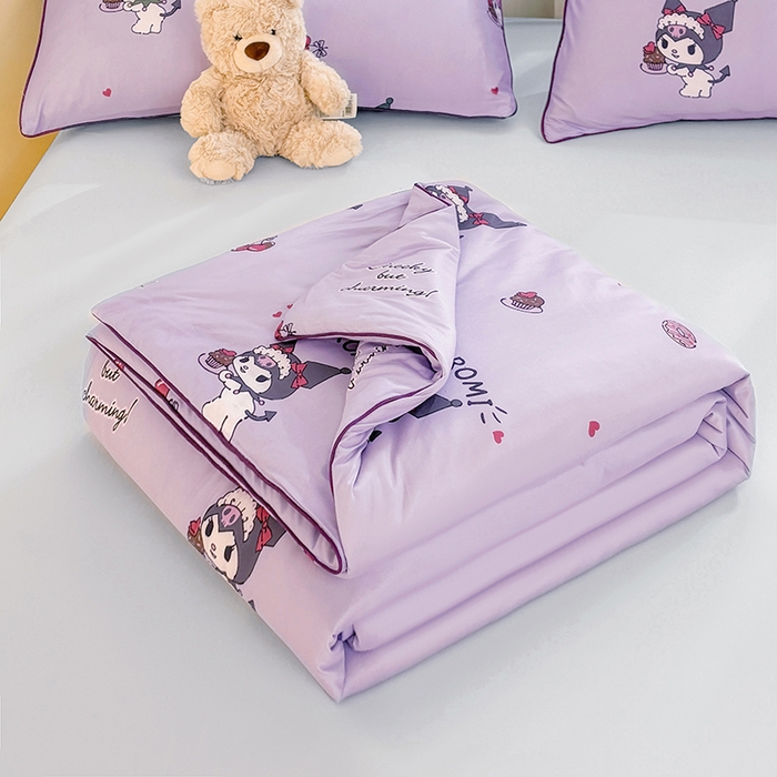 91家纺网 家纺一手货源 找家纺 优雅星家纺 2026新款A类针织棉三丽鸥正版夏被儿童卡通牛奶丝凉感夏凉被 樱桃库洛米