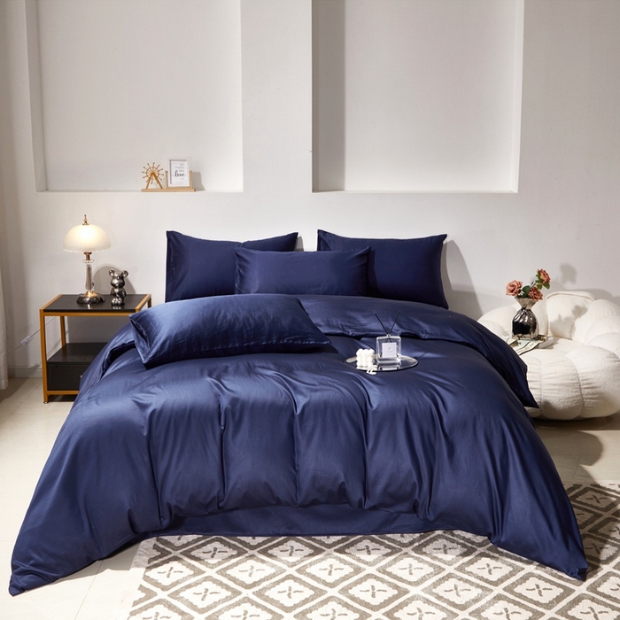 91家纺网 家纺一手货源 找家纺 （总）晶缦家纺 2026新款全棉A类纯棉60支贡缎长绒棉纯色四件套