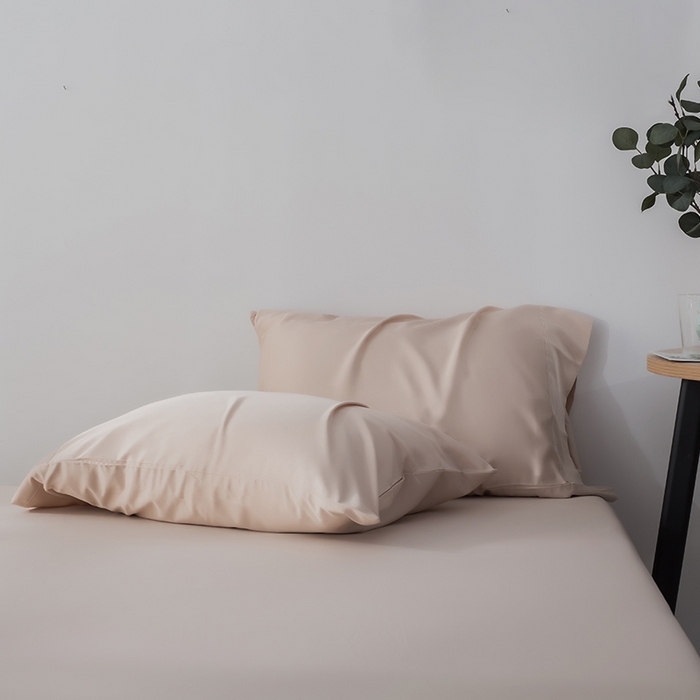 恩和家纺 2026新款简约竹纤维单枕套枕套单件单品枕套 卡其A