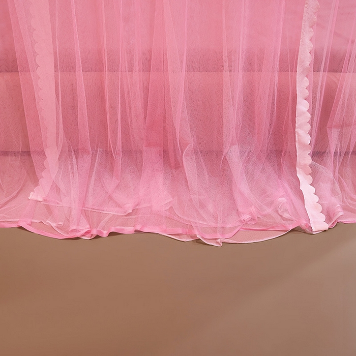 91家纺网 家纺一手货源 找家纺 （总）优雅星家纺 2026新款浪漫花边双层纱落地蚊帐-轻舞盛夏