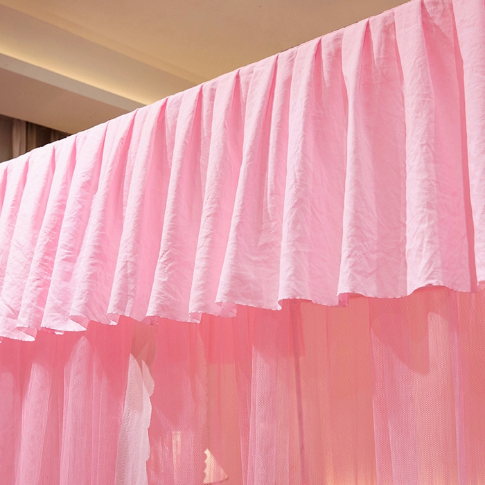 91家纺网 家纺一手货源 找家纺 （总）优雅星家纺 2026新款浪漫花边双层纱落地蚊帐-轻舞盛夏