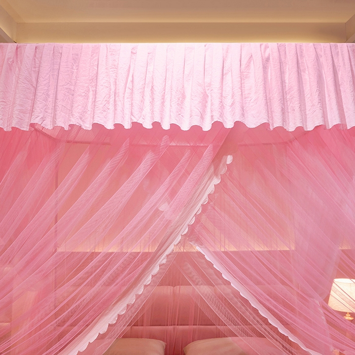 91家纺网 家纺一手货源 找家纺 （总）优雅星家纺 2026新款浪漫花边双层纱落地蚊帐-轻舞盛夏