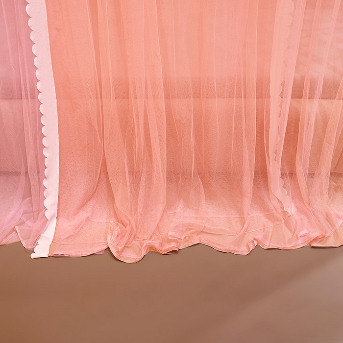 91家纺网 家纺一手货源 找家纺 优雅星家纺 2026新款浪漫花边双层纱落地蚊帐-轻舞盛夏 轻舞盛夏 玉粉