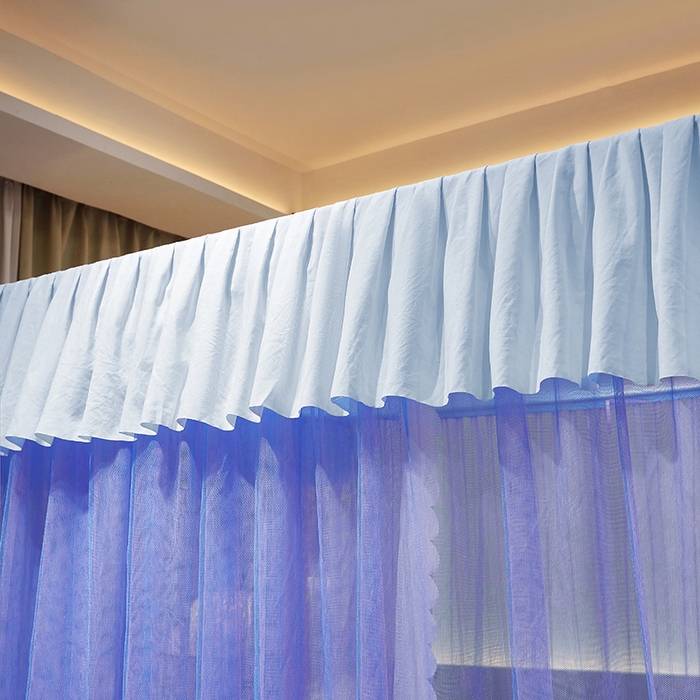 91家纺网 家纺一手货源 找家纺 优雅星家纺 2026新款浪漫花边双层纱落地蚊帐-轻舞盛夏 轻舞盛夏 蓝粉