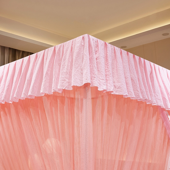 91家纺网 家纺一手货源 找家纺 优雅星家纺 2026新款浪漫花边双层纱落地蚊帐-轻舞盛夏 轻舞盛夏 玉粉