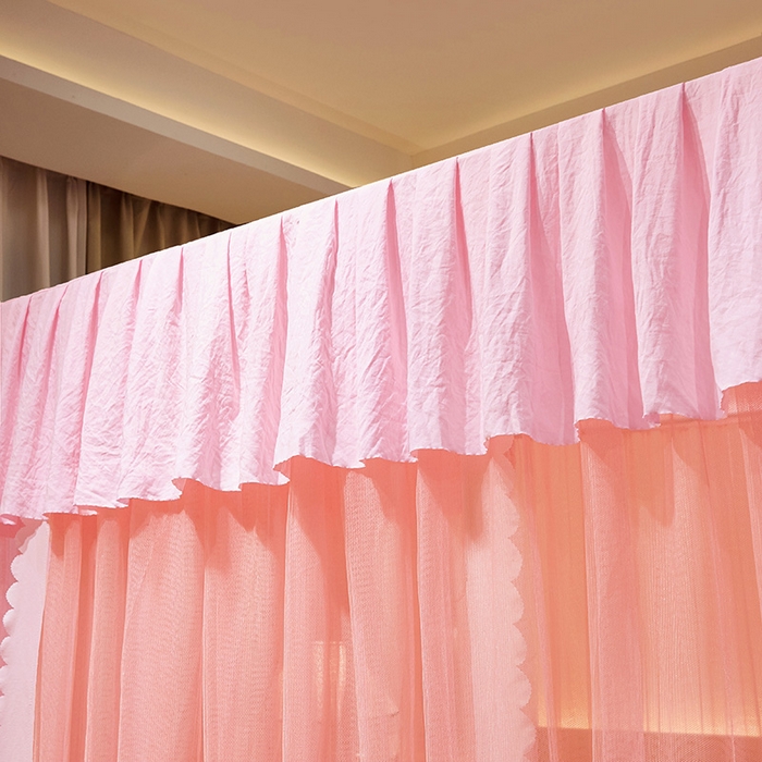 91家纺网 家纺一手货源 找家纺 优雅星家纺 2026新款浪漫花边双层纱落地蚊帐-轻舞盛夏 轻舞盛夏 玉粉