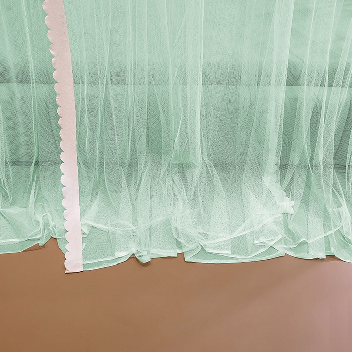 91家纺网 家纺一手货源 找家纺 优雅星家纺 2026新款浪漫花边双层纱落地蚊帐-轻舞盛夏 轻舞盛夏 绿白