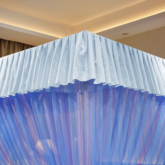 91家纺网 家纺一手货源 找家纺 优雅星家纺 2026新款浪漫花边双层纱落地蚊帐-轻舞盛夏 轻舞盛夏 蓝紫