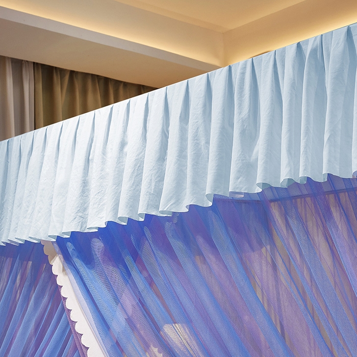 91家纺网 家纺一手货源 找家纺 优雅星家纺 2026新款浪漫花边双层纱落地蚊帐-轻舞盛夏 轻舞盛夏 蓝紫