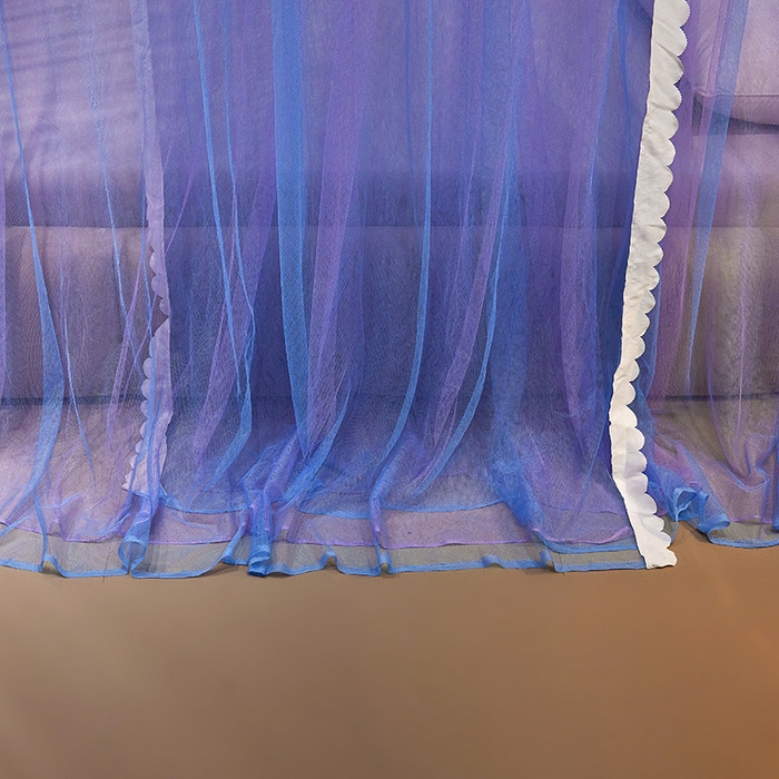 91家纺网 家纺一手货源 找家纺 优雅星家纺 2026新款浪漫花边双层纱落地蚊帐-轻舞盛夏 轻舞盛夏 蓝紫