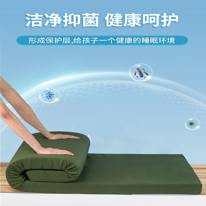 91家纺网 家纺一手货源 找家纺 优雅星家纺 2026新款亲肤磨毛抗压海绵床垫学生床褥子床垫 海绵军绿