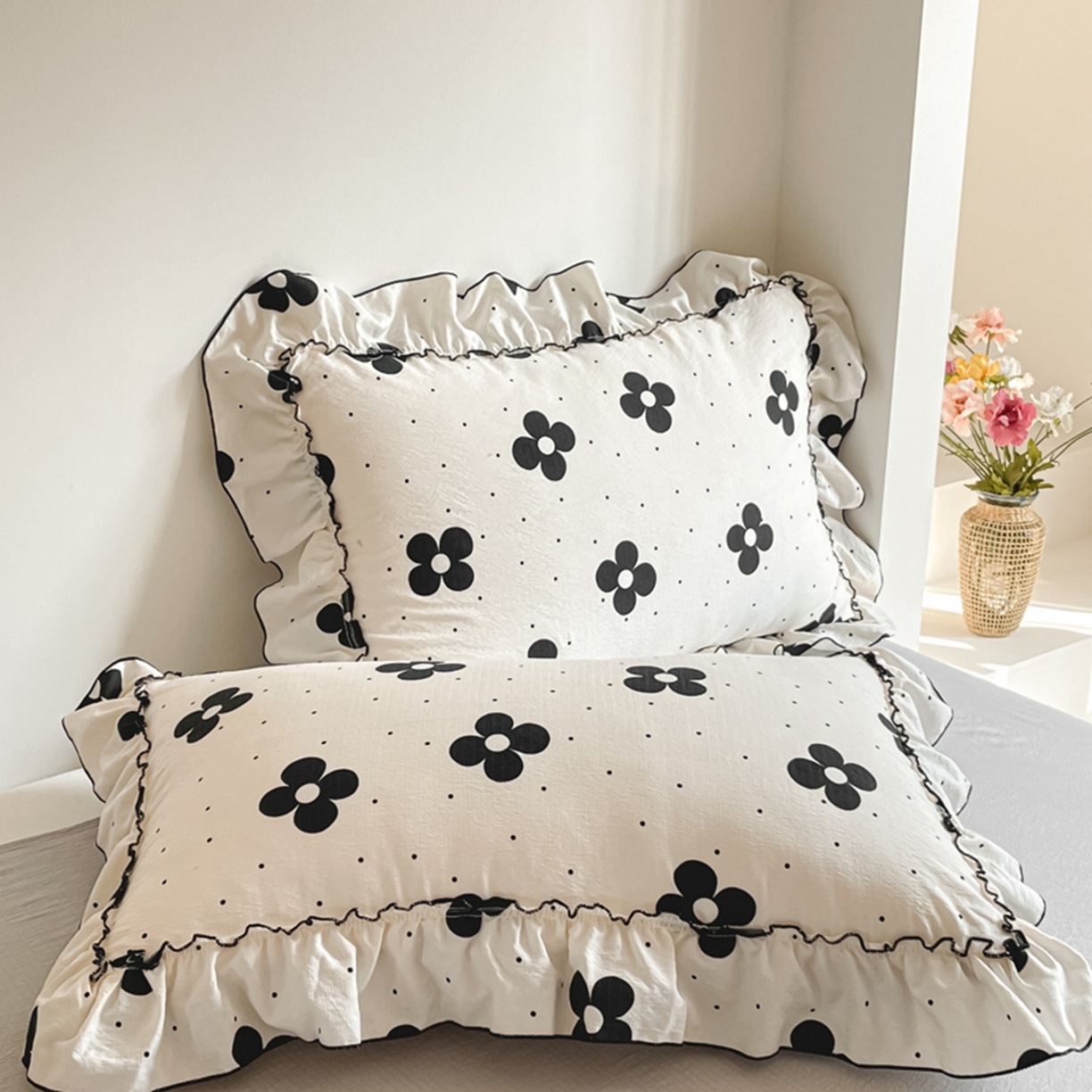 91家纺网 家纺一手货源 找家纺 柒月家居 2026新款法式赫本皱皱纱花边四件套 宝格丽曼