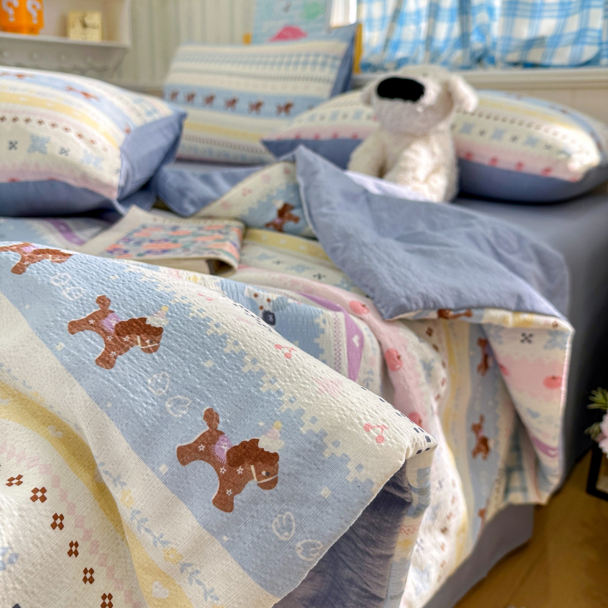 91家纺网 家纺一手货源 找家纺 （总）N先生+V 13814689556 发大图/买家秀 2026春夏新款A类泡芙双层纱夏被系列夏凉被空调被