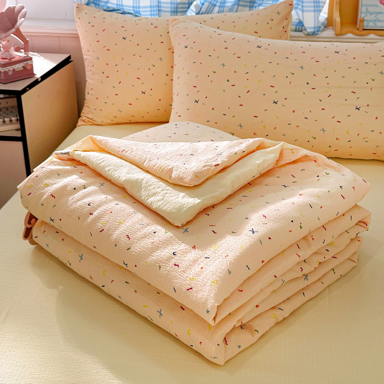 91家纺网 家纺一手货源 找家纺 （总）N先生+V 13814689556 发大图/买家秀 2026春夏新款A类泡芙双层纱夏被系列夏凉被空调被