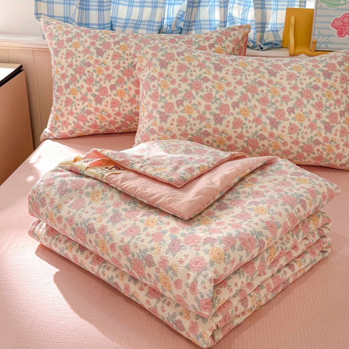 91家纺网 家纺一手货源 找家纺 （总）N先生+V 13814689556 发大图/买家秀 2026春夏新款A类泡芙双层纱夏被系列夏凉被空调被