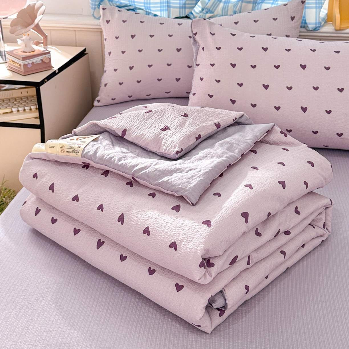 91家纺网 家纺一手货源 找家纺 （总）N先生+V 13814689556 发大图/买家秀 2026春夏新款A类泡芙双层纱夏被系列夏凉被空调被