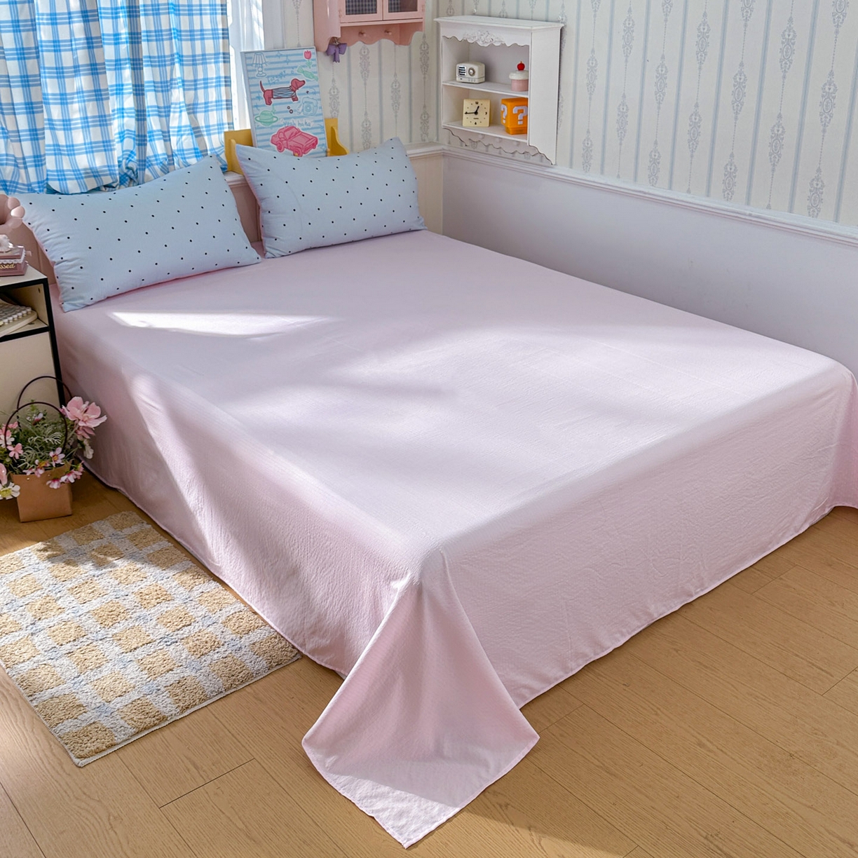 91家纺网 家纺一手货源 找家纺 N先生+V 13814689556 发大图/买家秀 2026春夏新款A类泡芙双层纱夏被系列夏凉被空调被 蓝色波点（夏被）